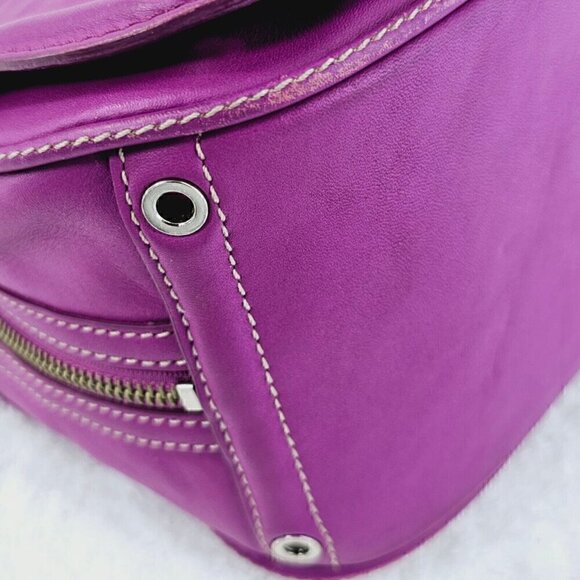 ANTONIO MELANI Purple Smooth Leather Shoulder Bag Silver Hardware - Picture 7 of 16